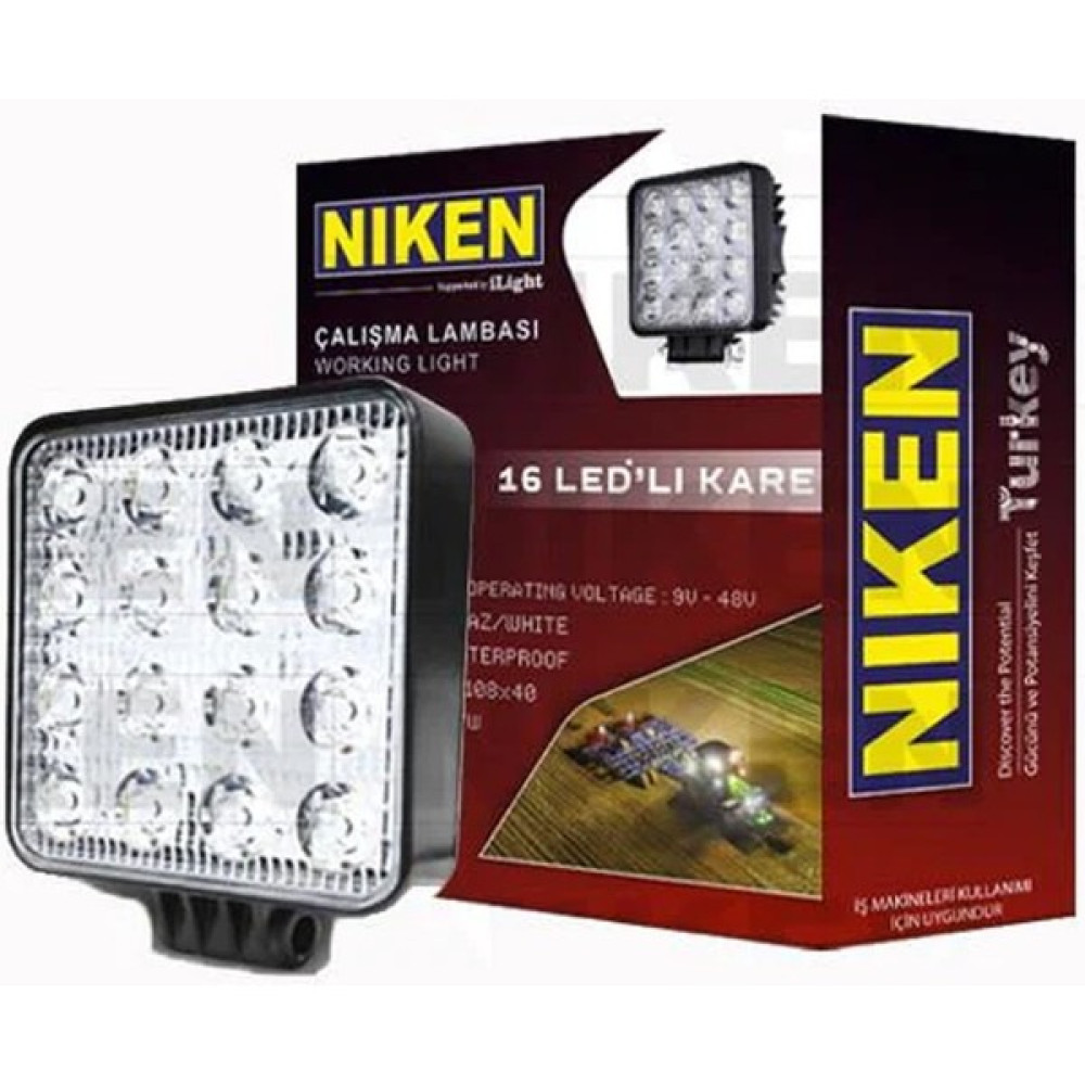 Niken 16 LED Kare Kalın Kasalı Off Road Sis Farı Çalışma Lambası Led Aydınlatmalar Fiyatı