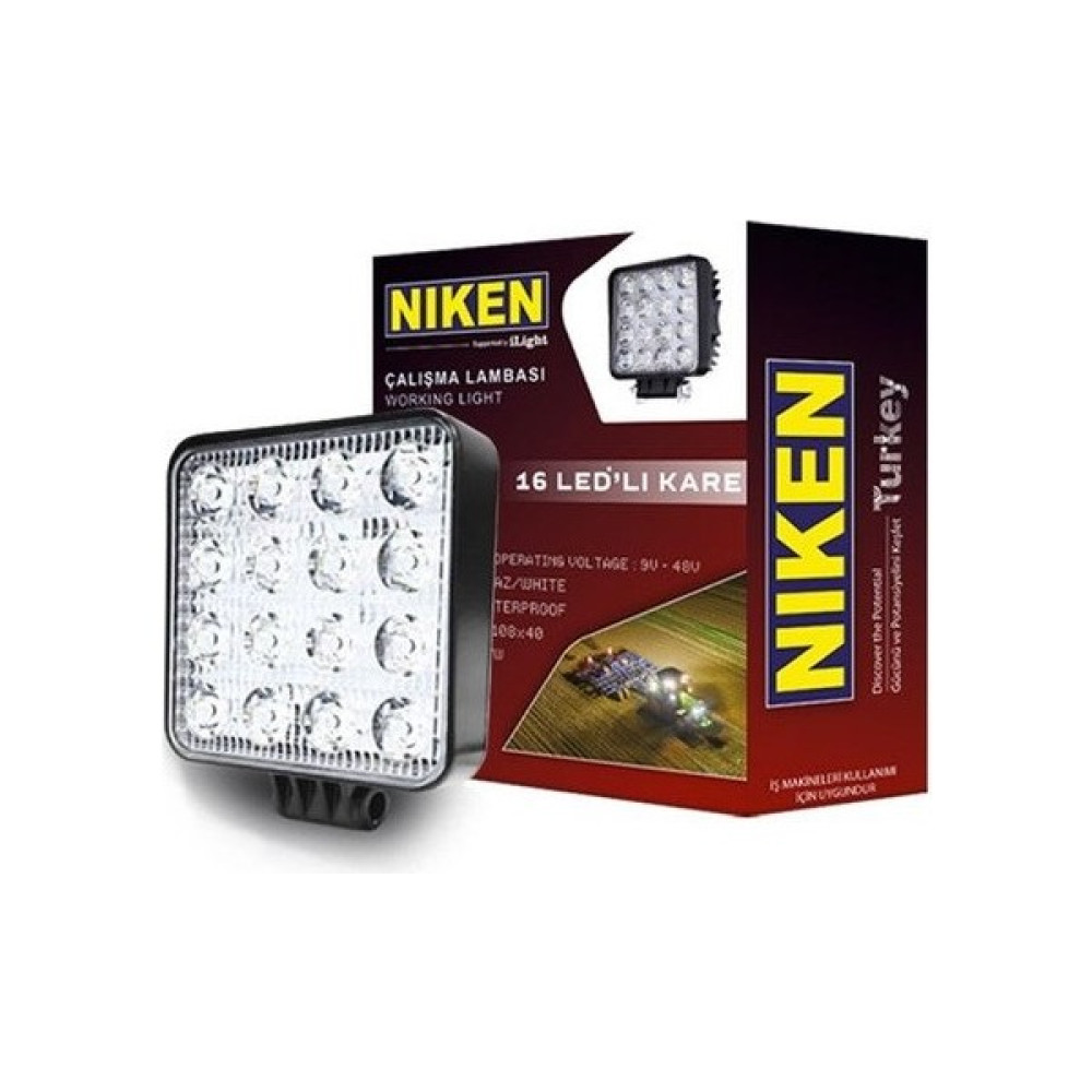 Niken Calısma Lambası 16 Ledlı Kare 12V 24V Nıken 052 001 02 01 Oem Ledli Lambalar Fiyatı