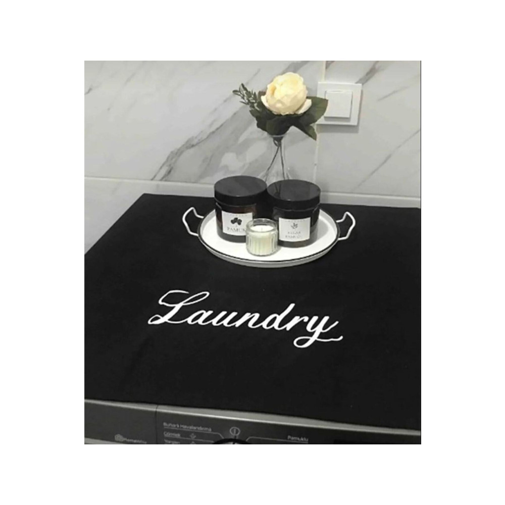 Niksarlı Çeyiz Laundry Baskılı Çamaşır Makine Örtüsü Siyah Banyo Aksesuarları Fiyatı