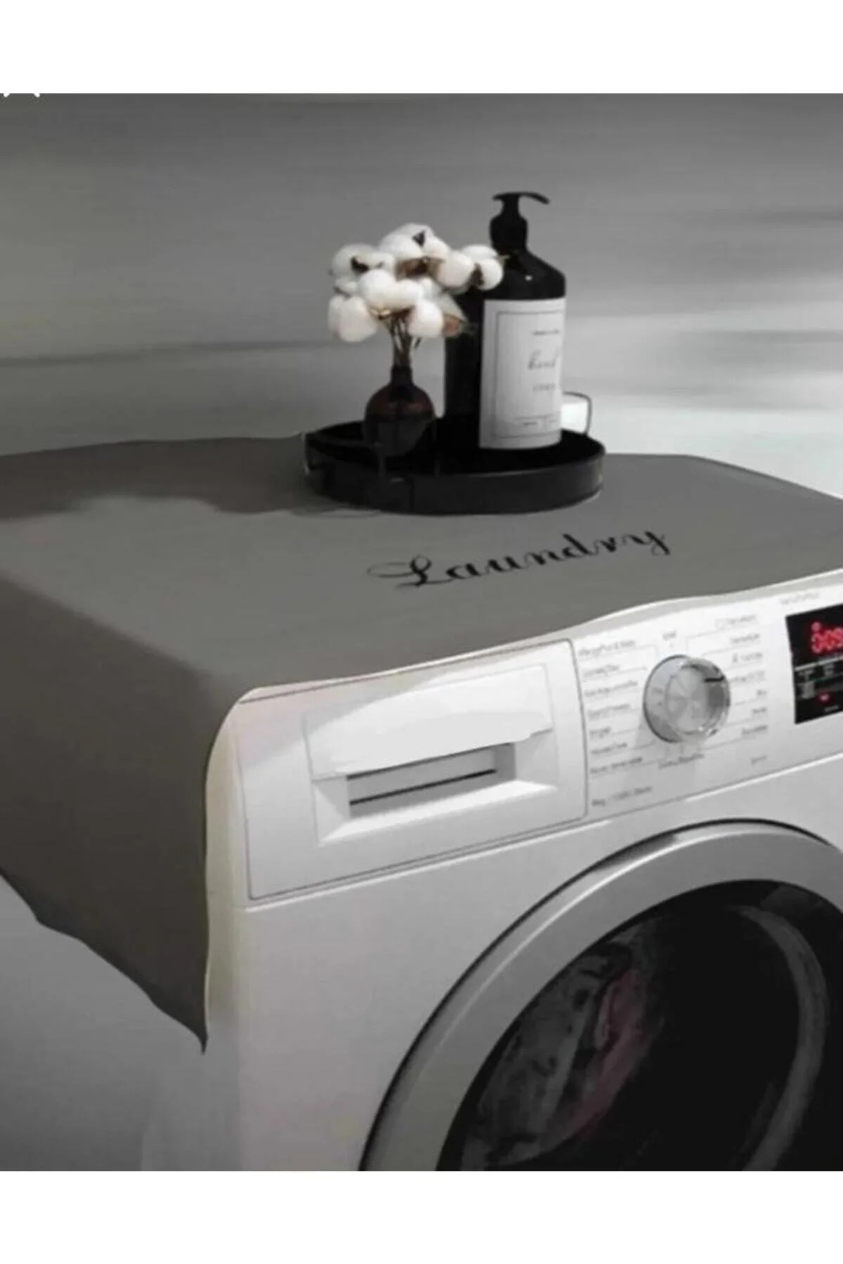 Niksarlı Çeyiz Laundry Basklı Gri Çamaşır Makine Örtüsü" Banyo Aksesuarları Fiyatı