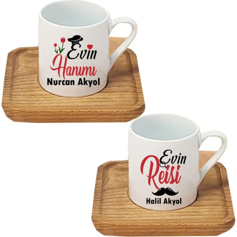 Nil Hediye Evin Reisi Evin Hanımı 2'li Bambu Fincan Set Fincan / Bardak / Kahve Takımı Fiyatı