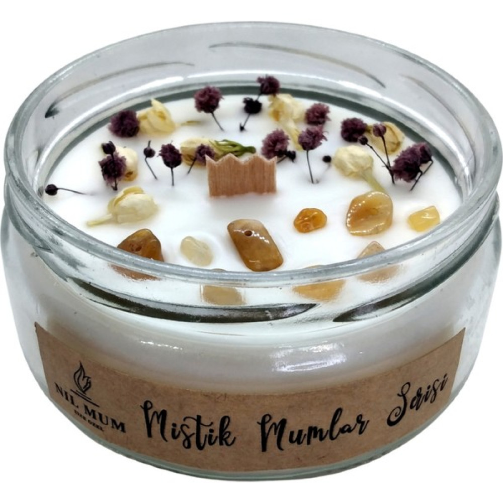 Nil Mum Akik Doğal Taşlı Soya Mum 240 gr - Beyaz - 1 Adet Dekoratif Mum Fiyatı
