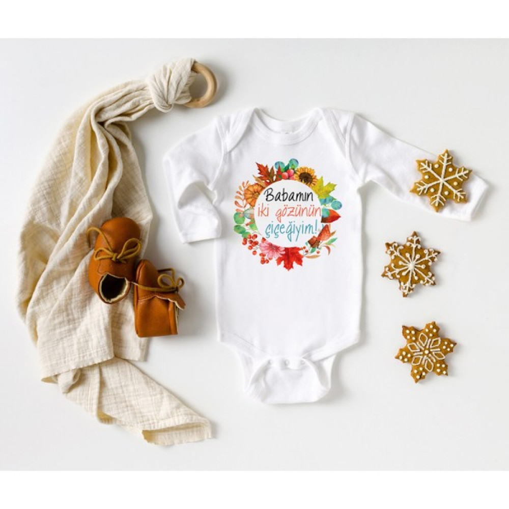 Niles Baby Shop Nilesbabyshop Babamın Iki Gözünün Çiçeğiyim Uzun Kol Zıbın Yazılı Bebek Zıbın Seti Fiyatı