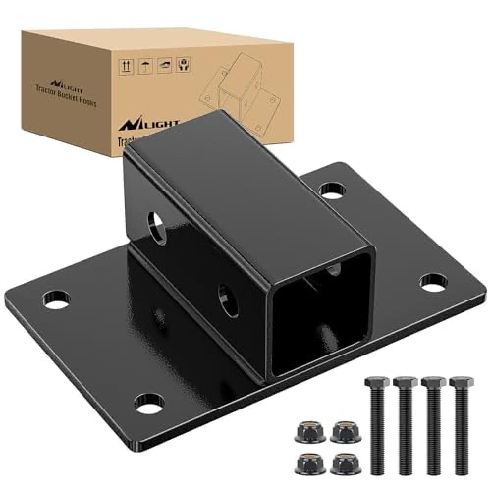 Nilight Bolt on Tractor Bucket 2 inch Towing Receiver 5/8” Pin Hole Class 3 Trailer Hitch 25573LBS