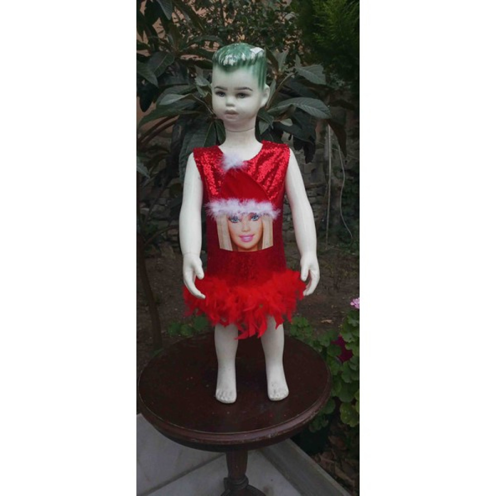 Niliya Çocuk Giyim Bereli Barbie Kırmızı Payet Elbise Elbise Fiyatı