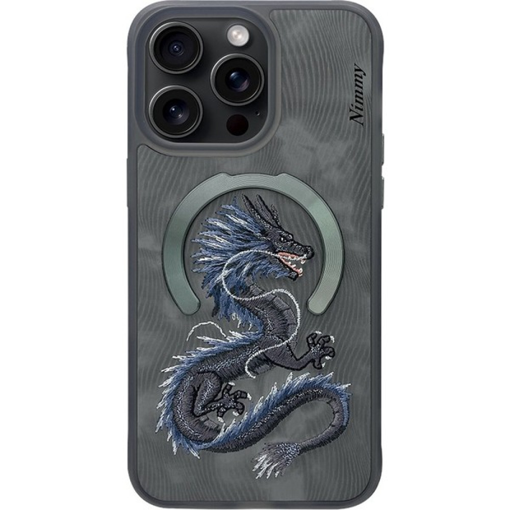 Nimmy iPhone 15 Pro max Uyumlu Dragon serisi Magsafe Nakış Işlemeli detaylı 3D Kılıf Gri Cep Telefonu Kılıfı Fiyatı
