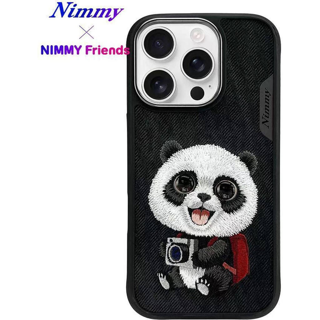 Nimmy iPhone 16 Pro Max Uyumlu | 3D Gerçek Nakış İşlemeli Göz Detaylı Panda Desenli Silikon Kılıf - Siyah Cep Telefonu Kılıfı Fiyatı