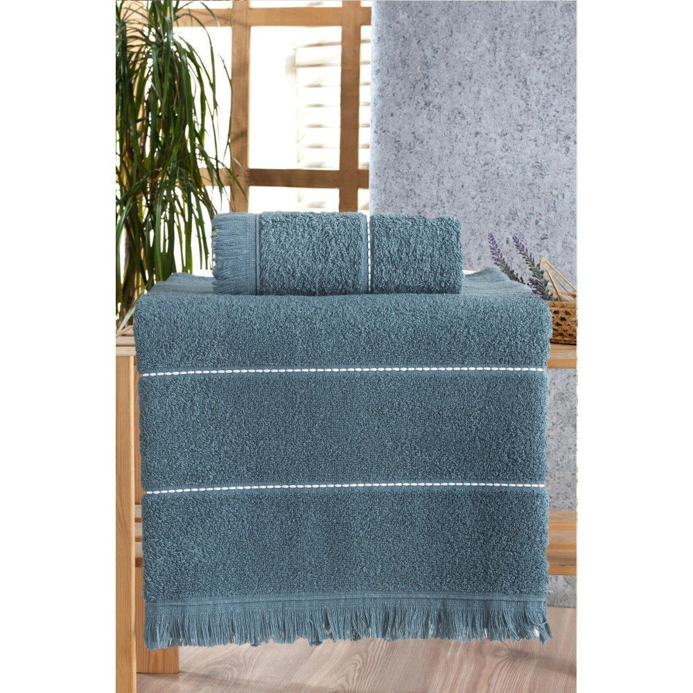 Nina Home Retro Stripe Dark Blue Banyo Havlu Seti 2 Li Banyo Havlusu Fiyatı