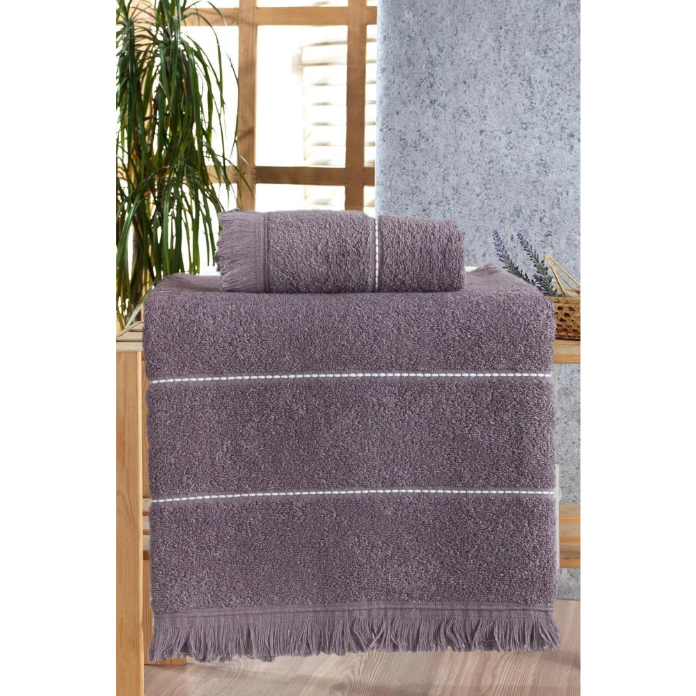 Nina Home Retro Stripe Mürdüm Banyo Havlu Seti 2 Li Banyo Havlusu Fiyatı
