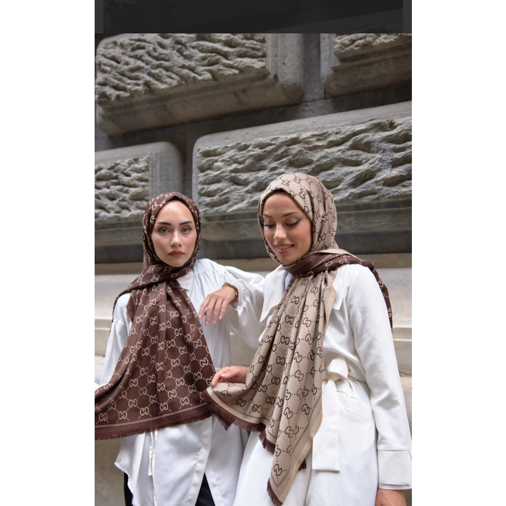 Nine Organıc Scarfs G Marka Çift Taraflı Ipeksi Kaşmir Şal Kahverengi 80 x 200 Beden Şal Fiyatı