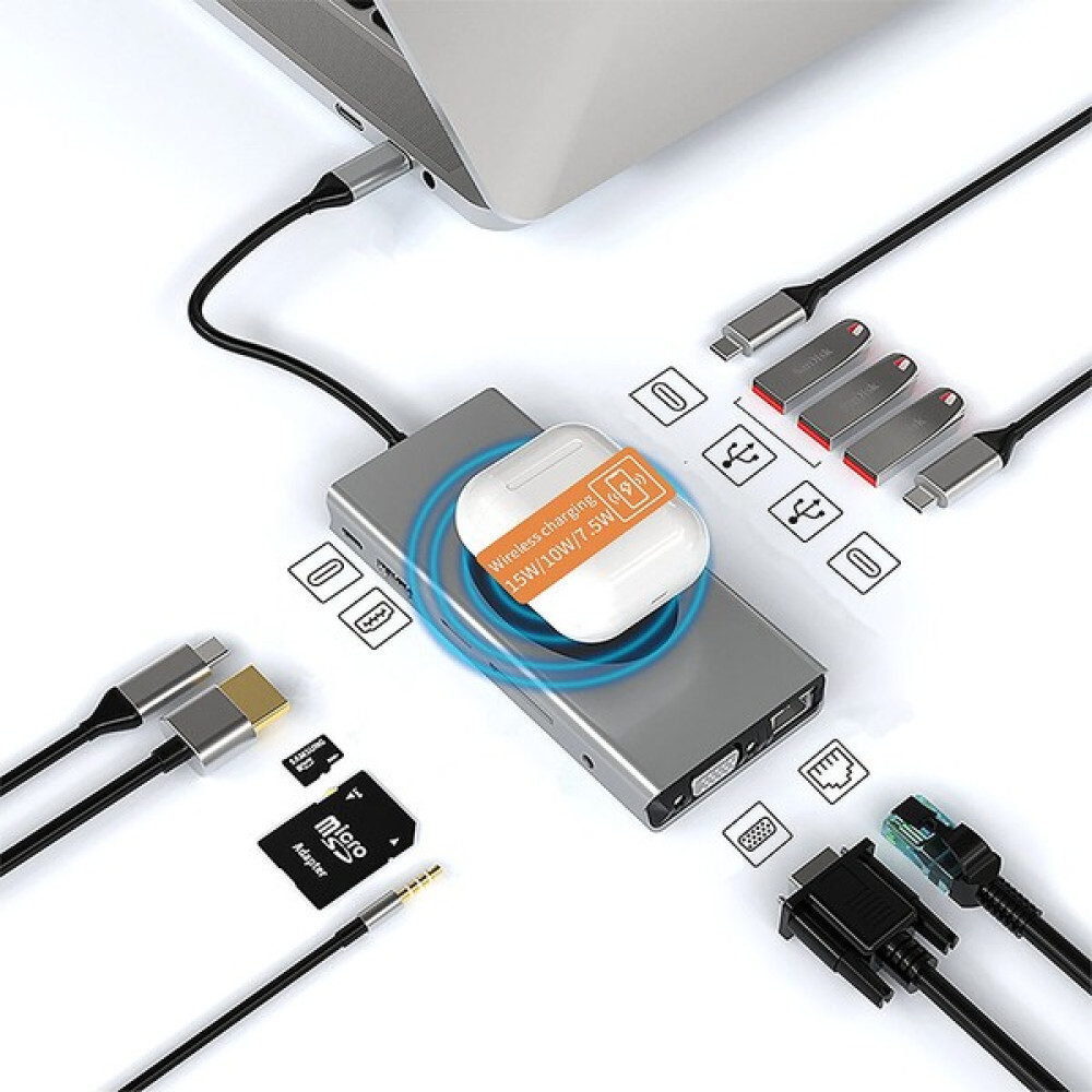 Ning Pc Dizüstü Hub Için 13'ü 1 Arada Tip-C Bağlantı Istasyonu Usb-C Hub Bölücü Adaptörü - Gri (Yurt Dışından) Seri & Paralel Kablo Fiyatı