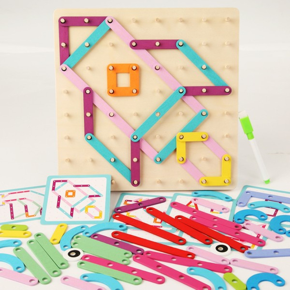 Ninglongrankai Çocuk Montessori Geometri ve Matematik Öğretim Yardımcıları Eğitici Tırnak Tahtası Bulmacalar Erken Eğitim Ahşap Oyuncaklar (Yurt Dışından) - Açık Pembe Oto Boyaları Fiyatı