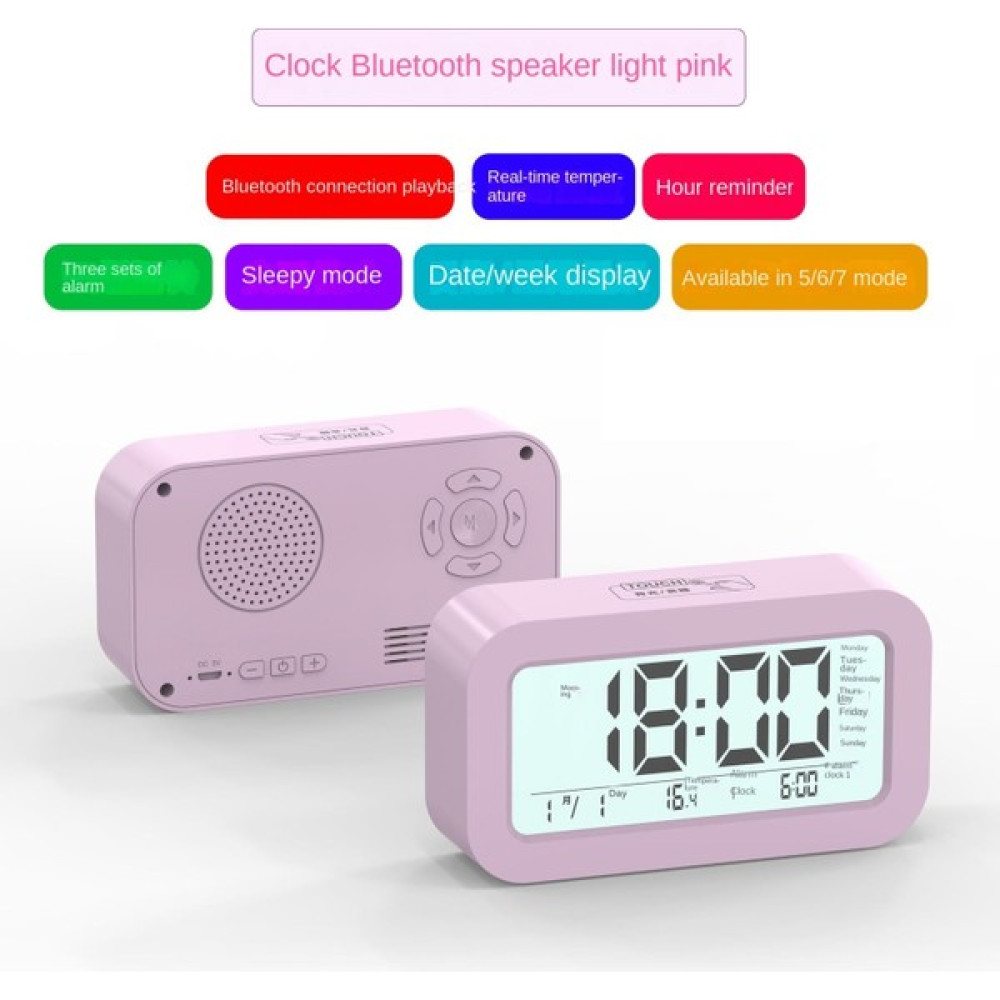 Ninglongrankai Masaüstü Çalar Saat Bluetooth Kablosuz Hoparlör (Yurt Dışından) - Açık Pembe Bluetooth Hoparlör Fiyatı
