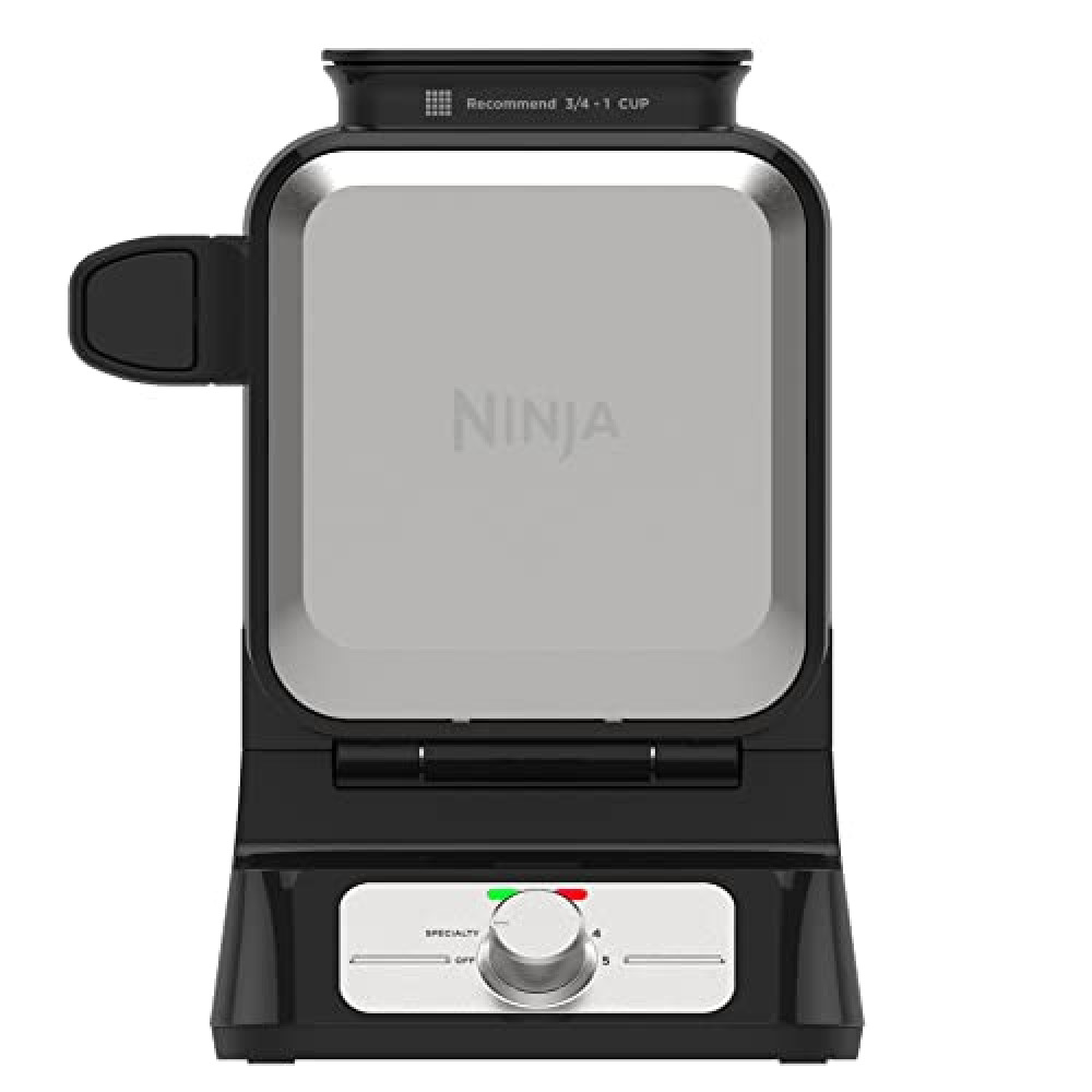 Ninja BW1001 NeverStick PRO Belgian Waffle Maker, Vertical Design, 5 Shade Settings, with Precision-Pour Cup & Chef-curated Recipe Guide, Black & Silver Waffle Maker Fiyatı