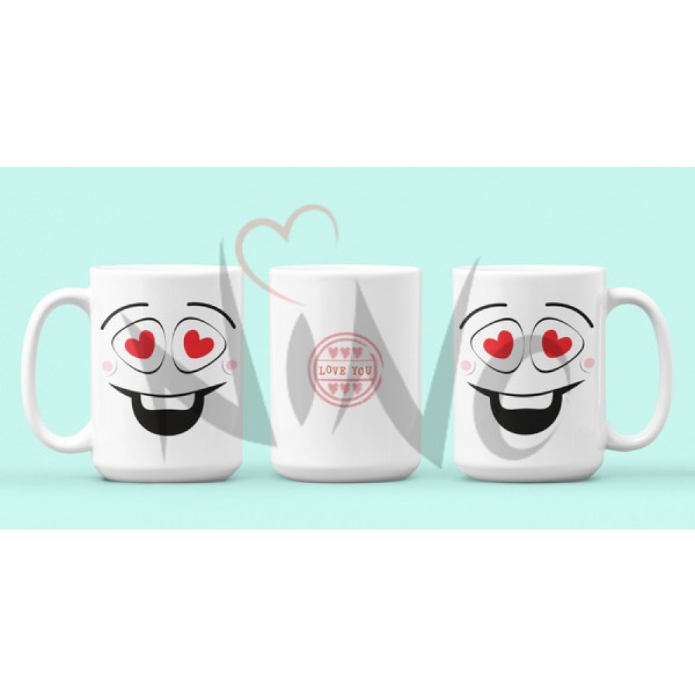 Nino Store Aşık Emojisi Sevgililer Günü Temalı Hediyelik Baskılı Kupa Bardak - Beyaz - 300 ml Fincan / Bardak / Kahve Takımı Fiyatı