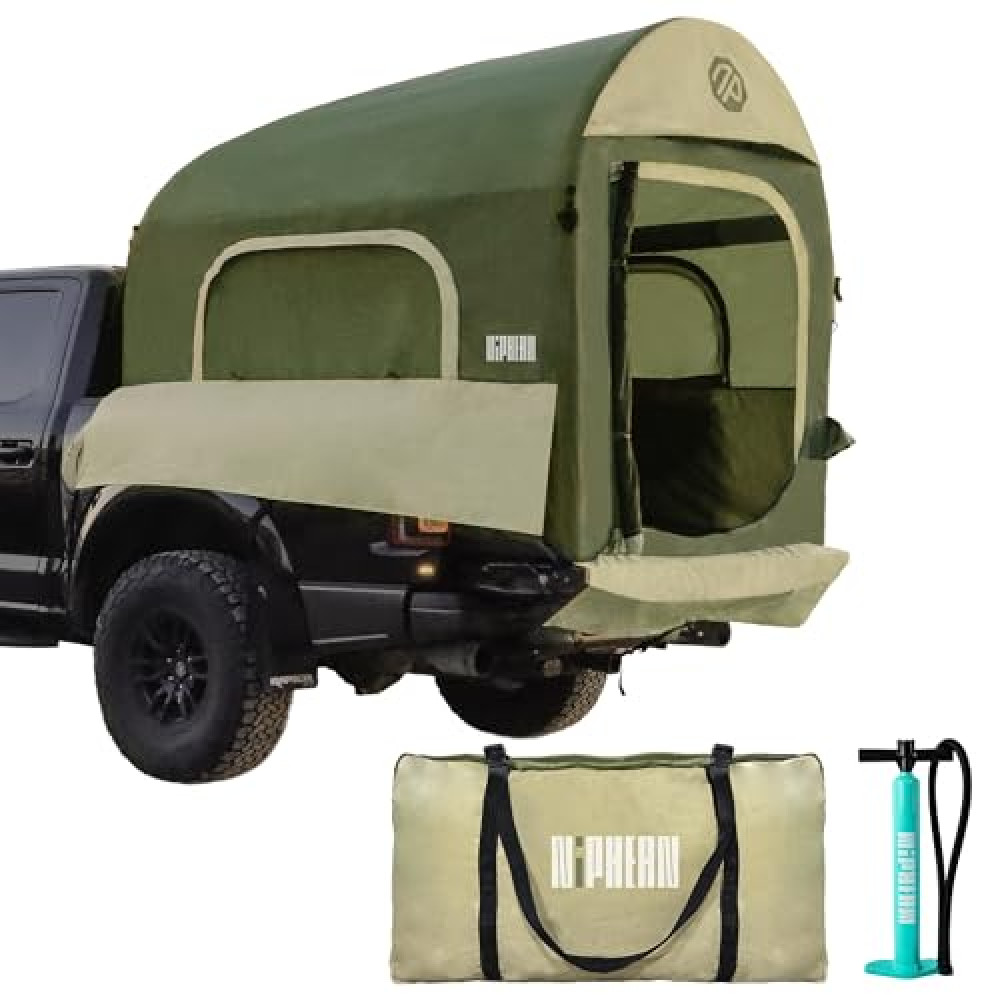 Niphean Truck Bed Tent 5.5ft-8ft for 2+1 People/Family, 2 Mins Fast Setup Inflatable Pickup Truck Tent, PU 3000mm Waterproof & High-Strength Windproof, Spacious Interior for Multi-Landscape