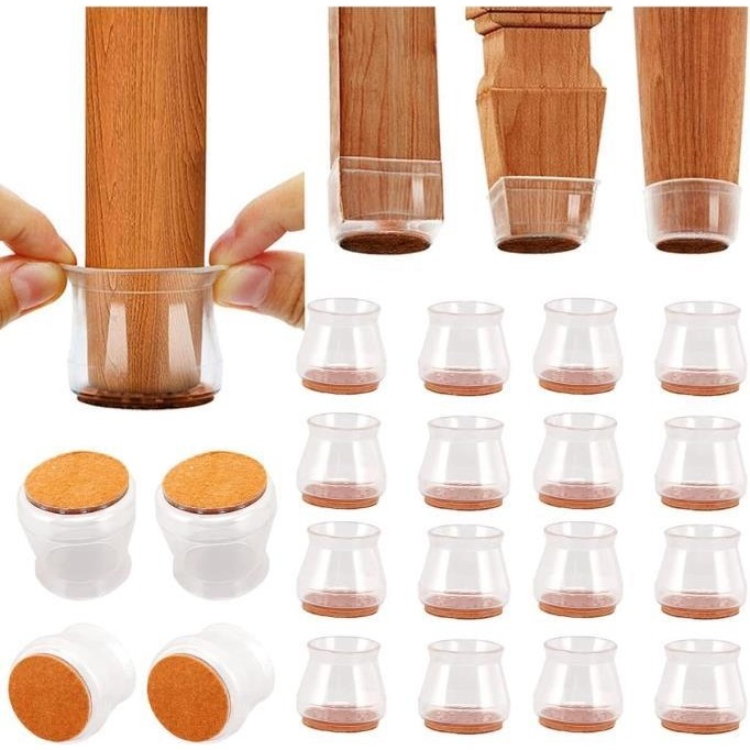 Nirnisa 20 Adet 2.5-3.2 cm Ayaklar Için Keçeli Silikon Masa Sandalye Ayak Pabucu Zemin Koruyucu Plastiği Keçesi - Şeffaf Standart Sandalye Fiyatı