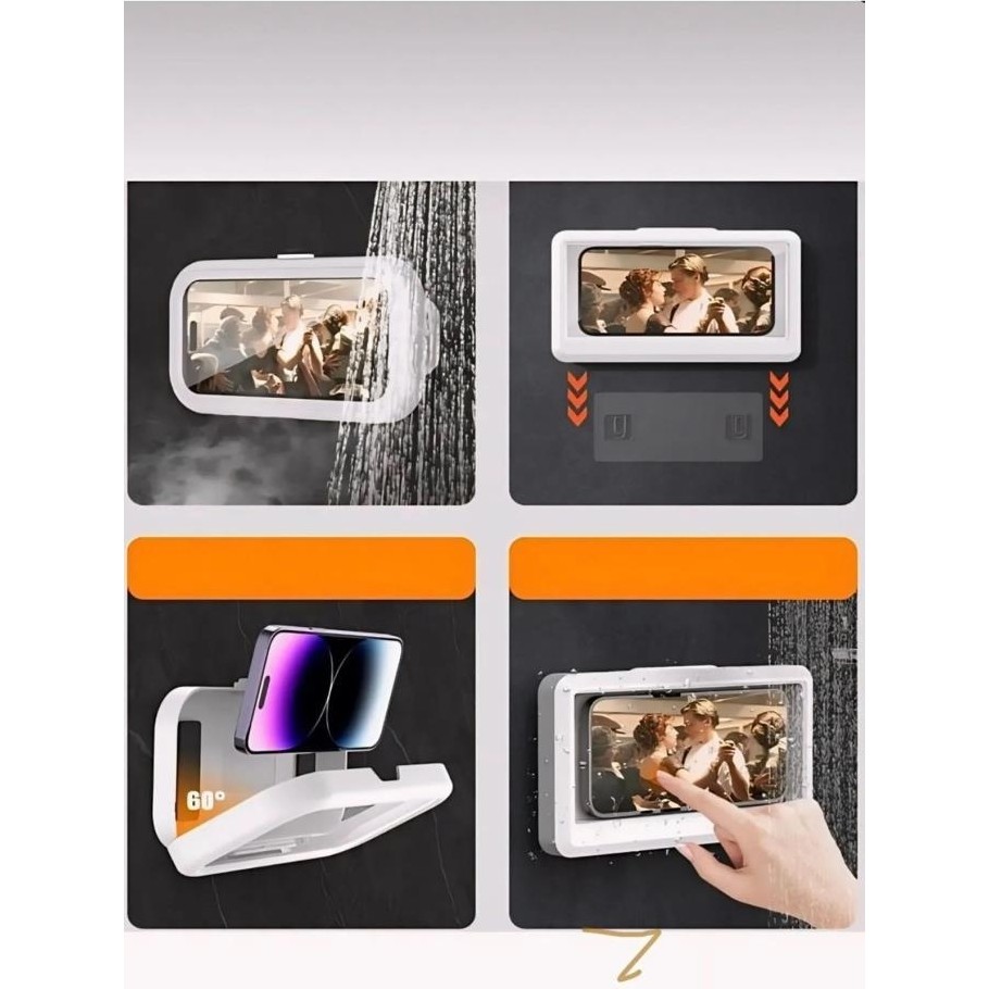 Nirnisa Beyaz Renk Su Geçirmez Telefon Tutucu Banyo Mutfak Duvara Monte Dokunmatik Ekran Telefon Kılıfı Diğer Fiyatı