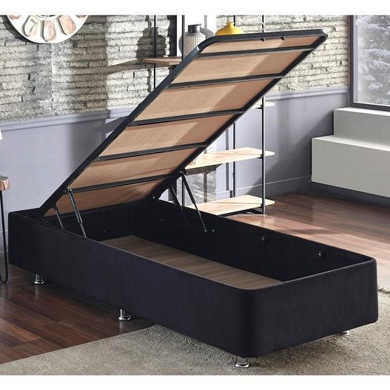 Niron 100x200 cm Ela Sandıklı Siyah Baza Sağlamlaştırılmış Silinebilir Kumaş Tek Kişilik Baza Baza Fiyatı