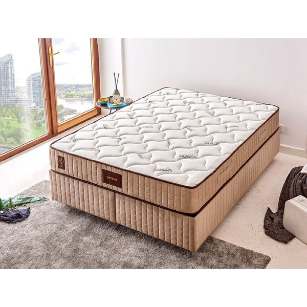 Niron Bamboo Yatak 160x200 Çift Kişilik Doğal Bambu Kumaş TamOrtopedik Orta Sert Yaylı Yatak - 160 x 200 cm Yatak Fiyatı