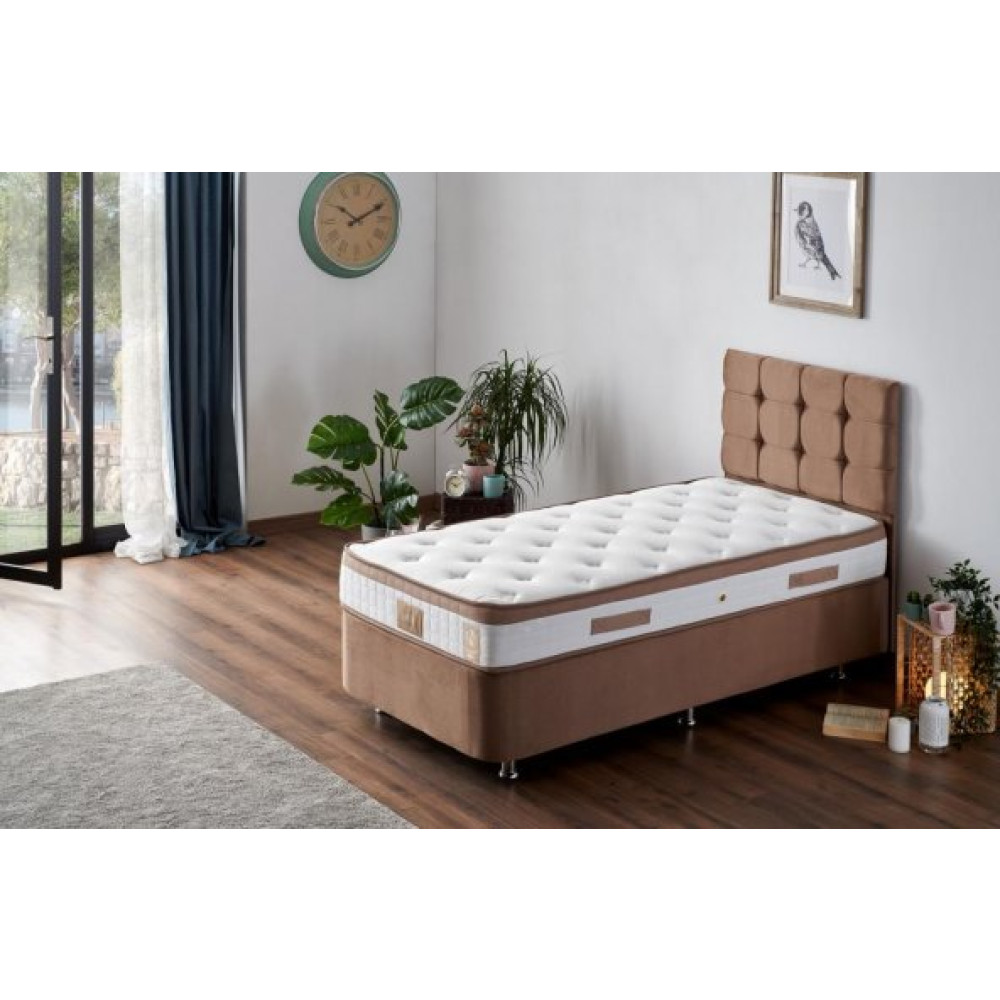Niron Latte 80X200 Cm Tek Kisilik Yatak Baza Baslik Seti - Sert Yatak, Kumas Baza Ve Baslik Takimi Yatak Odası Takımı / Seti Fiyatı