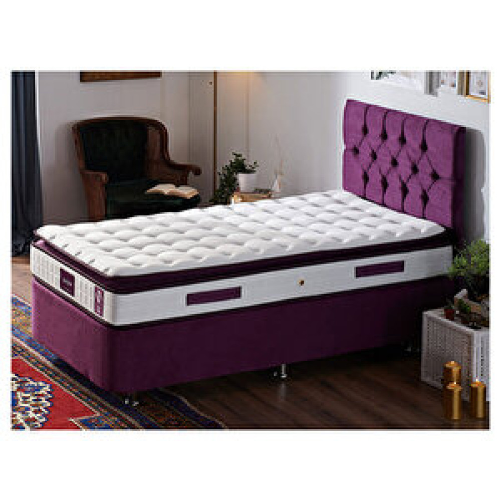 Niron Purple Yatak Seti Tek Kişilik Yatak Baza Başlık Takımı - Orta Sert Yatak Mor Baza Ve Başlığı 80x200 cm Baza Fiyatı