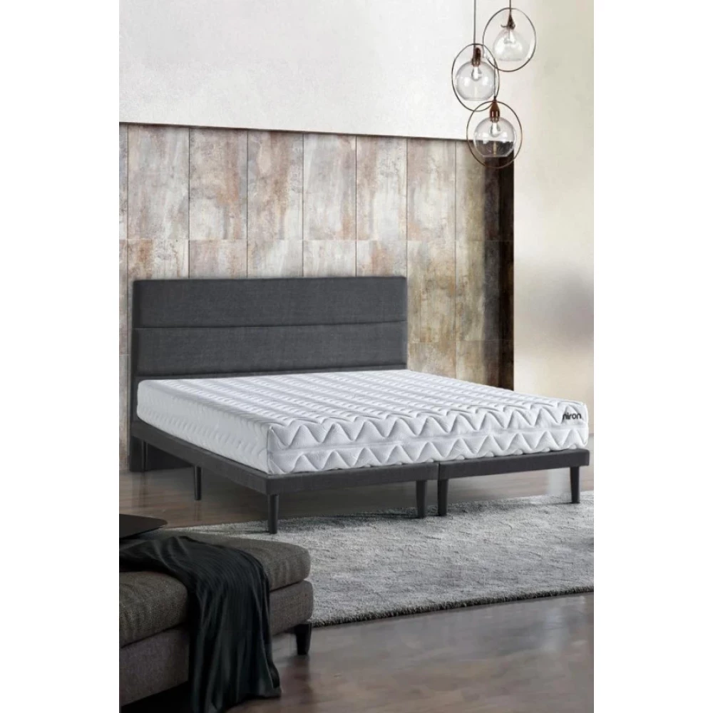 Niron Slim Pocket Yatak Seti 180X200 Cift Kisilik Paket Yayli Yatak, Gri Metal Baza Ve Baslik Takimi Yatak Odası Takımı / Seti Fiyatı