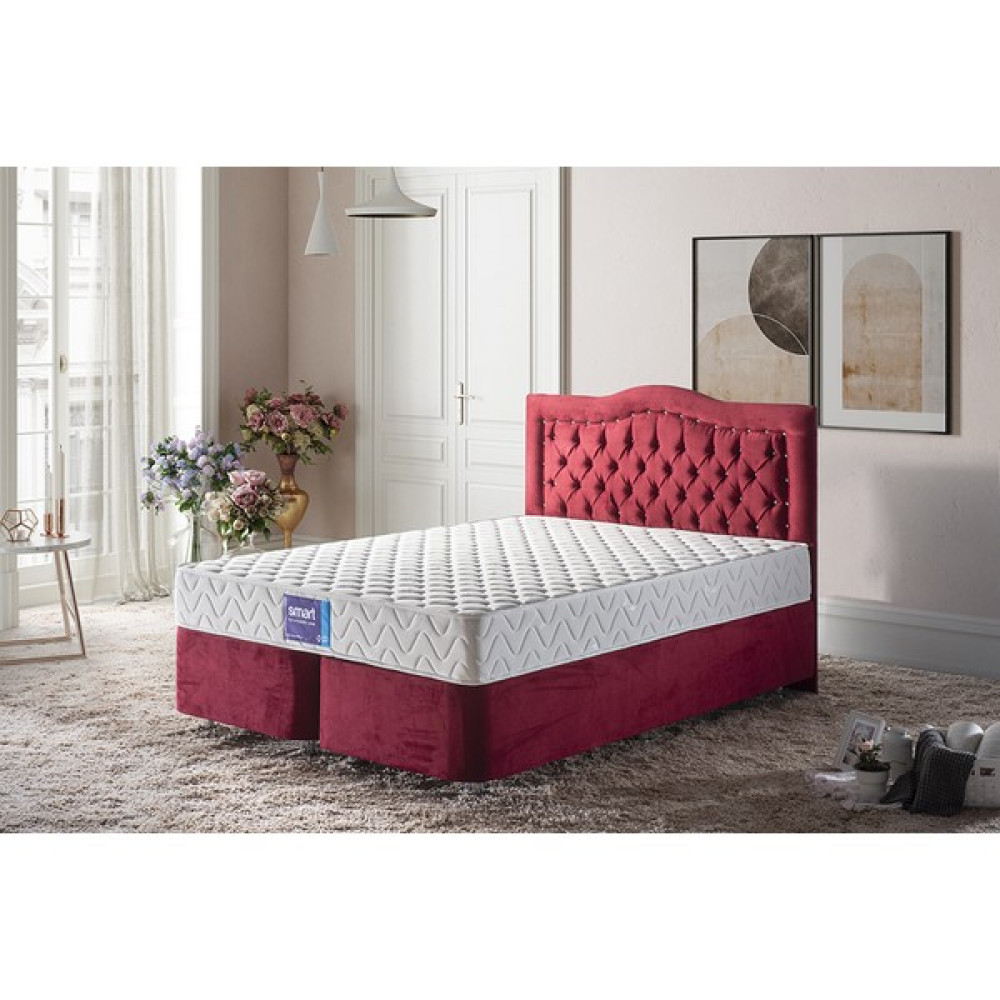 Niron Smart Yatak Baza Başlık Seti 160x200 Çift Kişilik Pamuklu Örme Kumaş Sert Yatak Baza ve Başlık Takımı - 200 x 160 cm - Kırmızı Baza Fiyatı