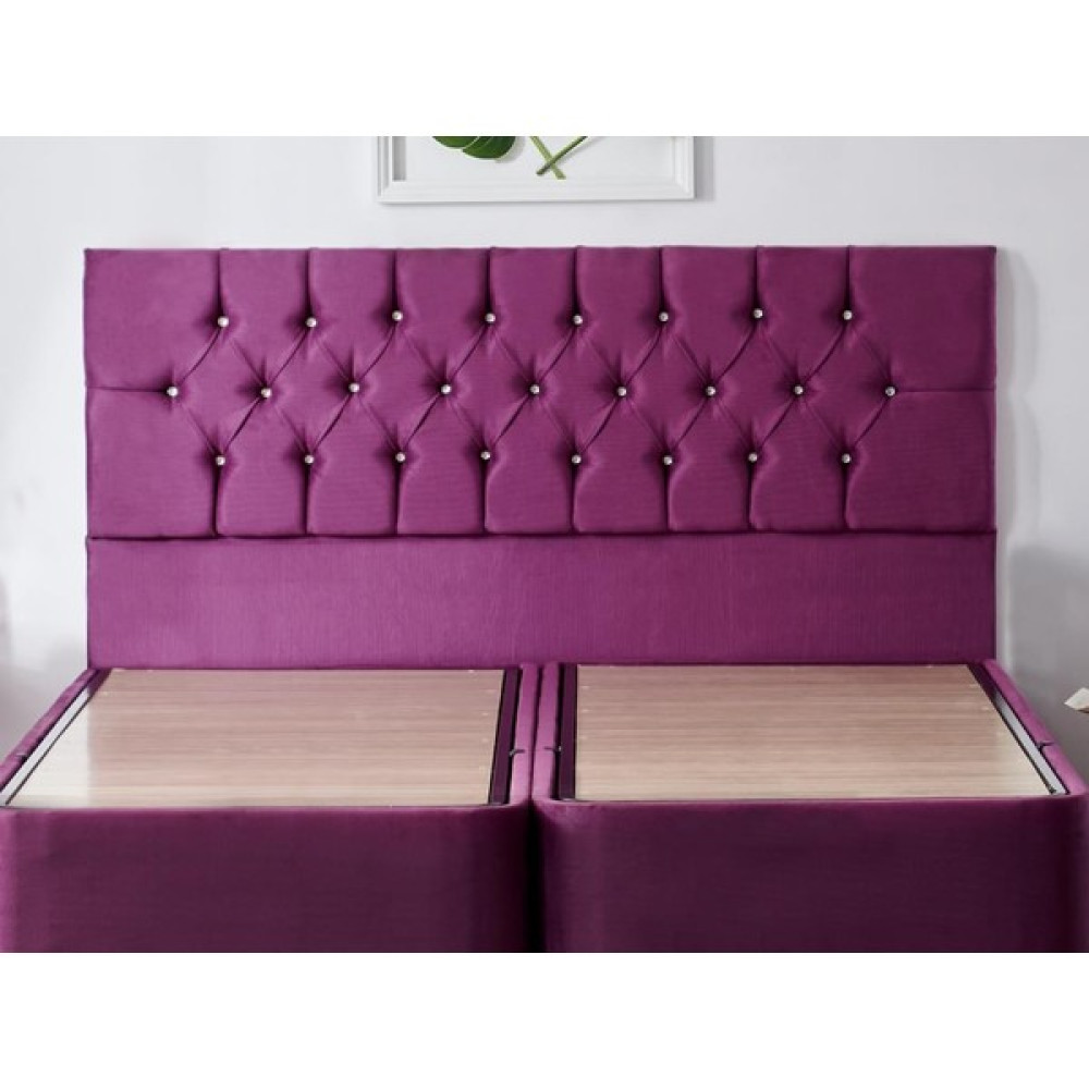 Niron Violet Başlık Çift Kişilik Yatak Başlığı - 160 cm Mor Kumaş Başlık - Taşlı El İşçiliği Baza ve Karyola Başlığı Yatak Başlığı Fiyatı