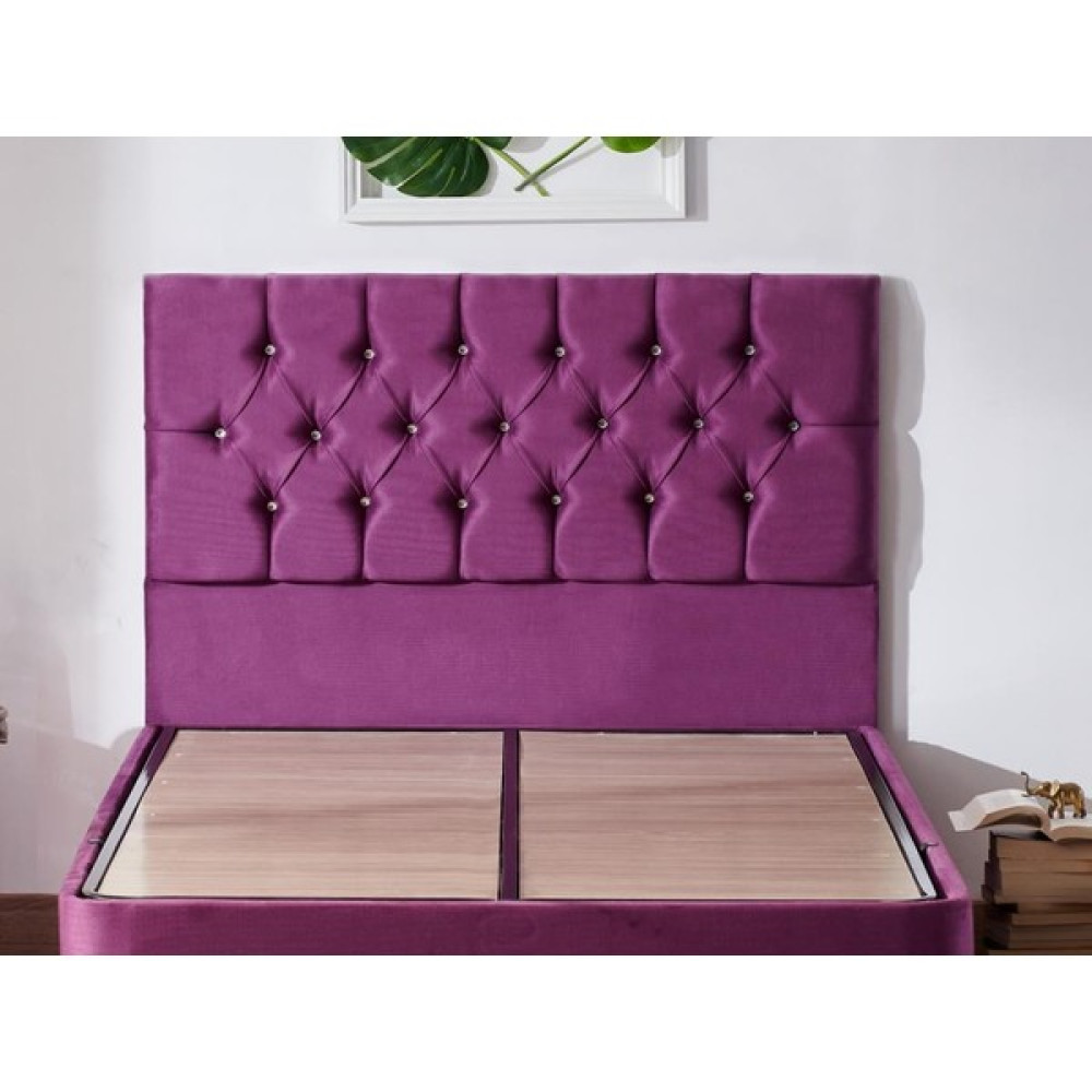 Niron Violet Başlık Tek Kişilik Yatak Başlığı - 120 cm Mor Kumaş Başlık - Taşlı El İşçiliği Baza ve Karyola Başlığı Yatak Başlığı Fiyatı