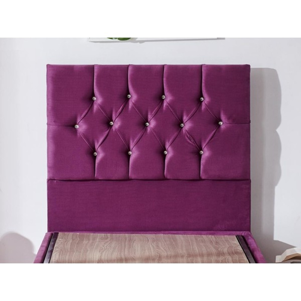 Niron Violet Başlık Tek Kişilik Yatak Başlığı - 80 cm Mor Kumaş Başlık - Taşlı El İşçiliği Baza ve Karyola Başlığı Yatak Başlığı Fiyatı