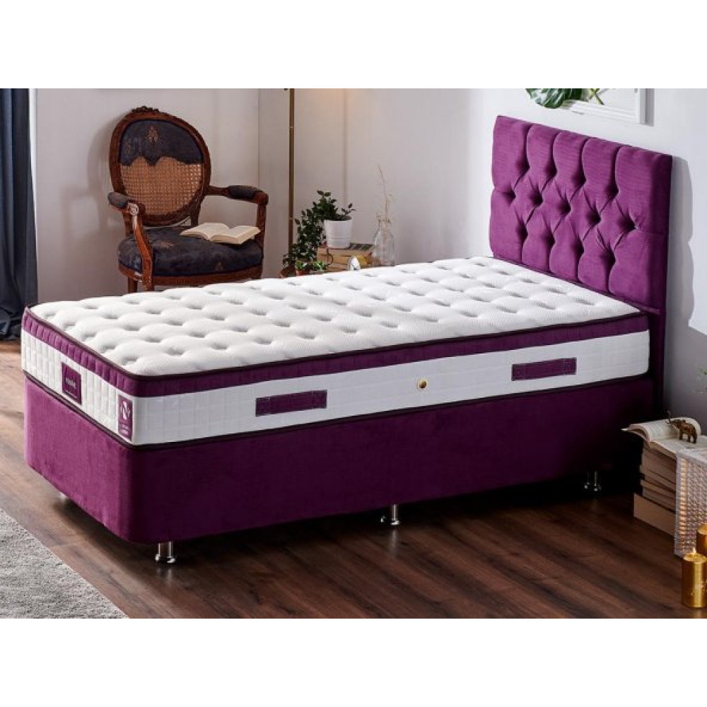 Niron Violet Yatak Seti 90X190 Cm Tek Kisilik Yatak Baza Baslik Takimi - Orta Sert Yatak Mor Baza Ve Basligi Yatak Odası Takımı / Seti Fiyatı