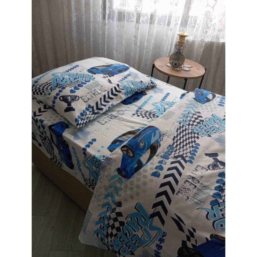 Nirvana Home - Tek Kişilik Erkek Çocuk Nevresim Takımı - 100 x 200 cm - Mavi - Beyaz Nevresim Takımı Fiyatı