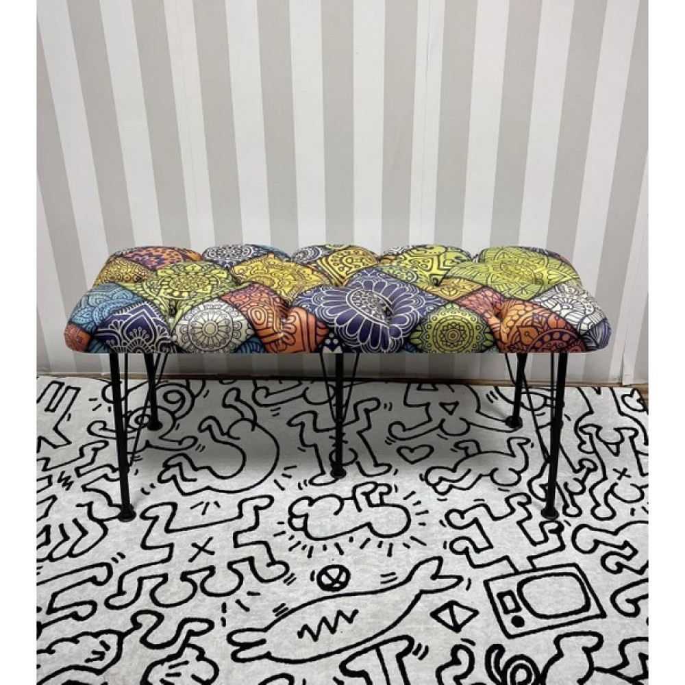 Nisa Cok Renklı Metal Ayaklı Puf Bench Puf Fiyatı