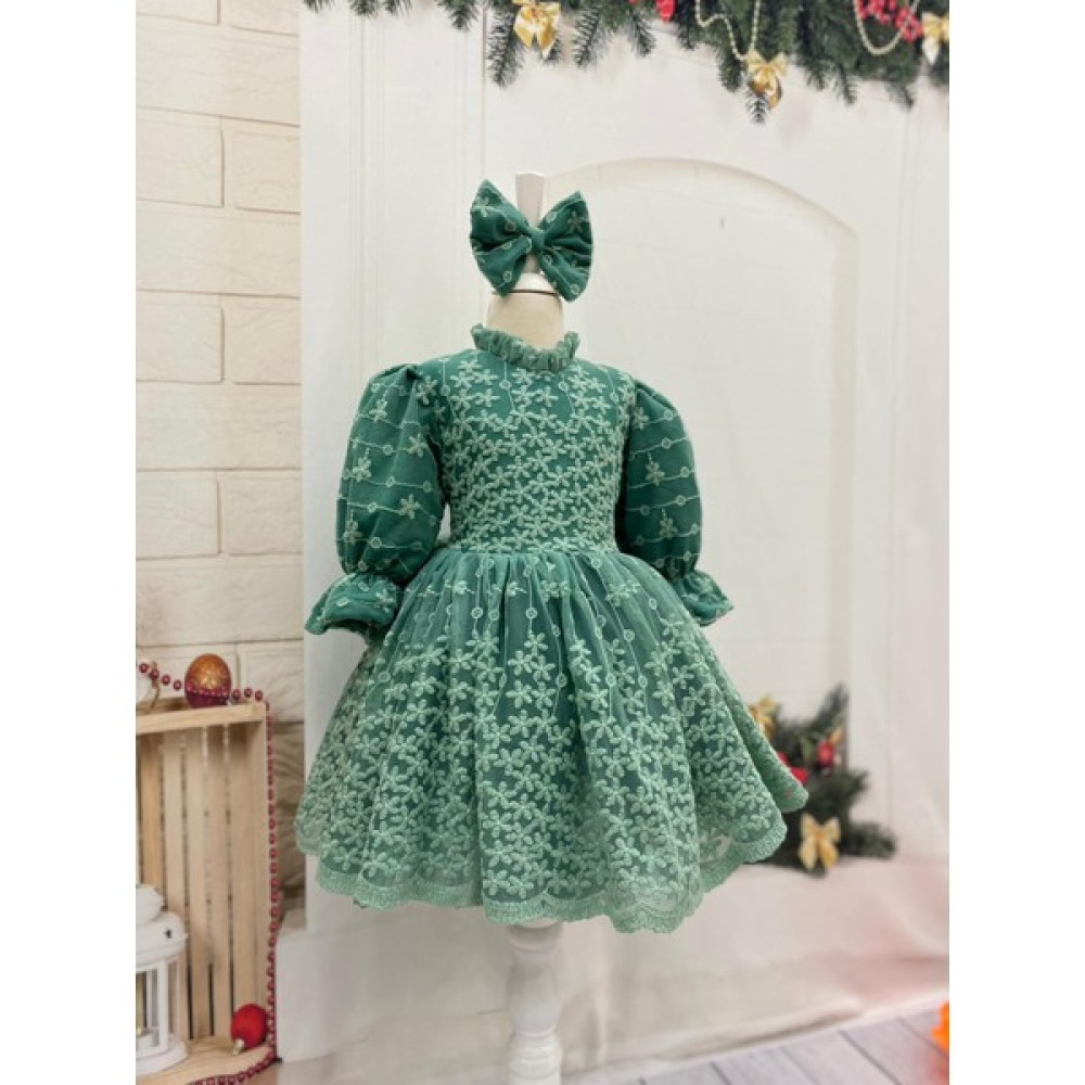 Nisa Kids Yeşil Kız Çocuk Elbisesi Kız Çocuk Elbise Fiyatı