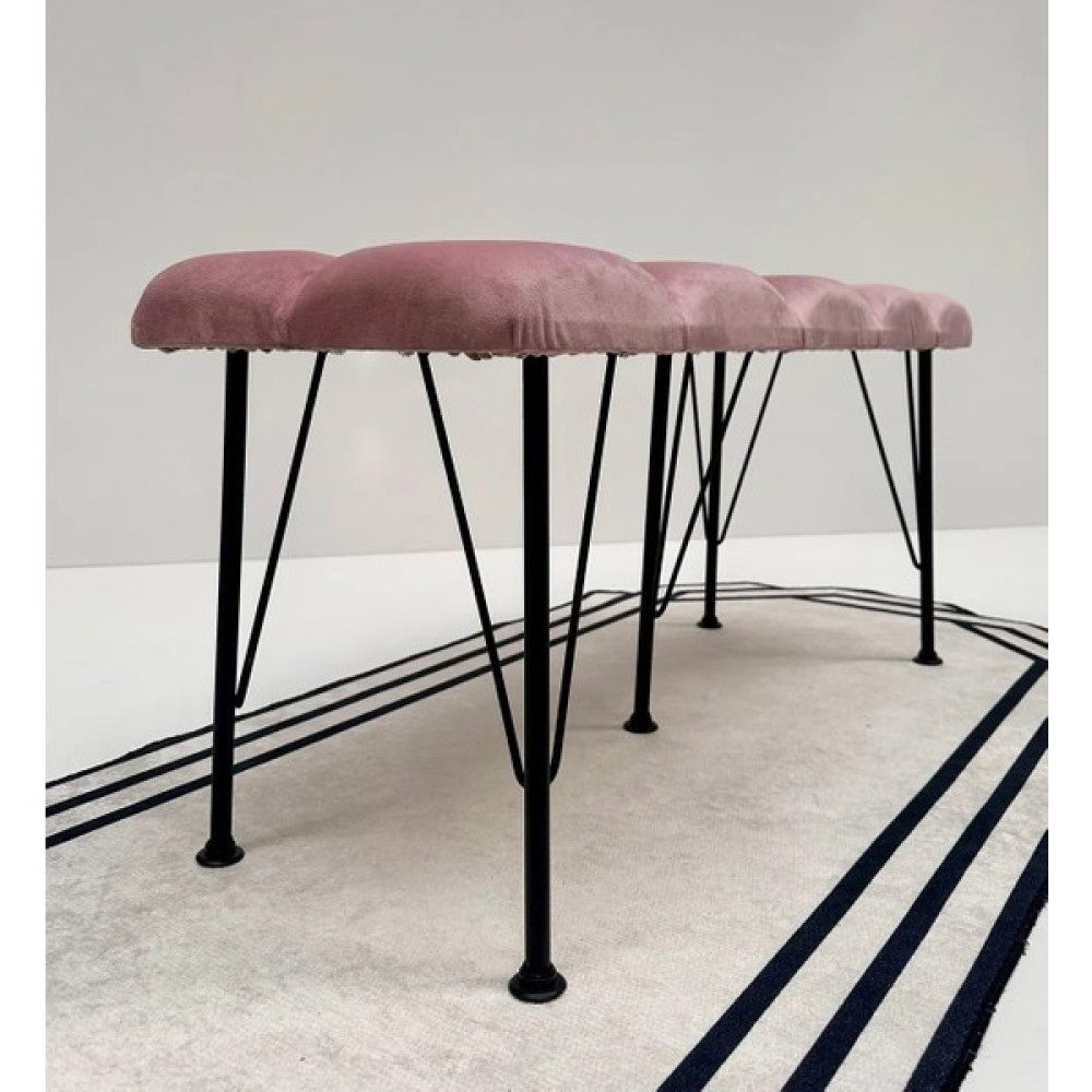 Nisa Nisanisa Metal Ayaklı Pembe Puf & Bench New 2024 Puf Fiyatı