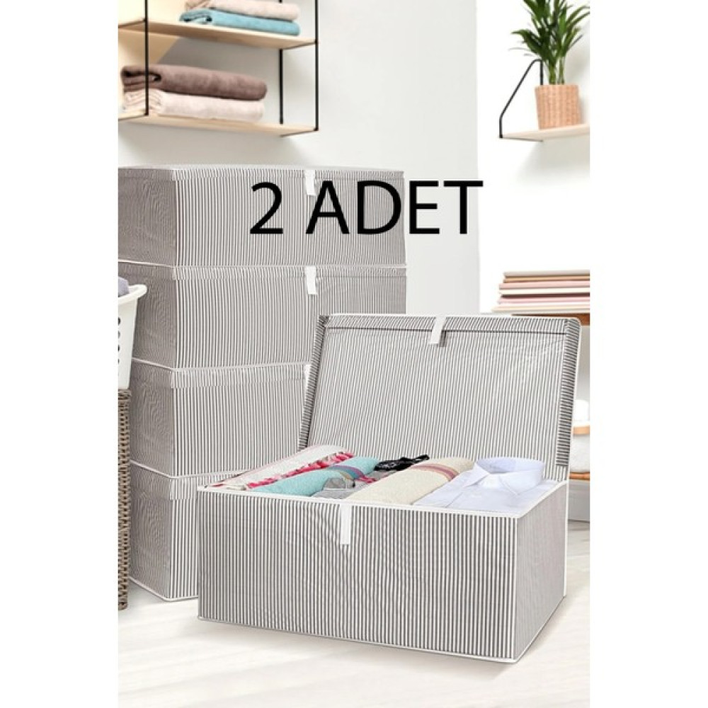 Nisahometeks 2 Adet Mega Kutu Hurç 60*40*30 cm - Gri - Tek Ebat Hurç Fiyatı