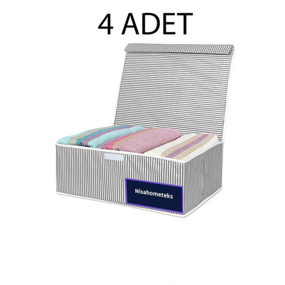 Nisahometeks 4 Adet Baza & Çekyat Altı Kutu Hurç 50X40X19 cm - Gri - Tek Ebat Hurç Fiyatı