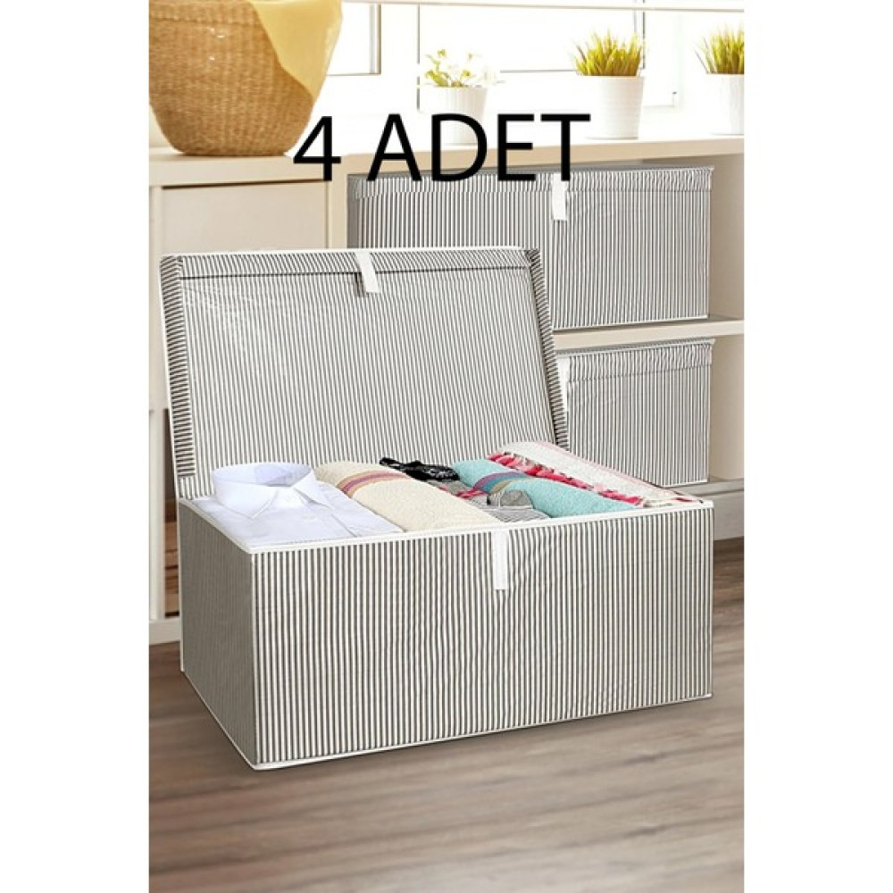 Nisahometeks 4 Adet Maxi Kutu Hurç 50 x 40 x 30 cm - Gri Hurç Fiyatı