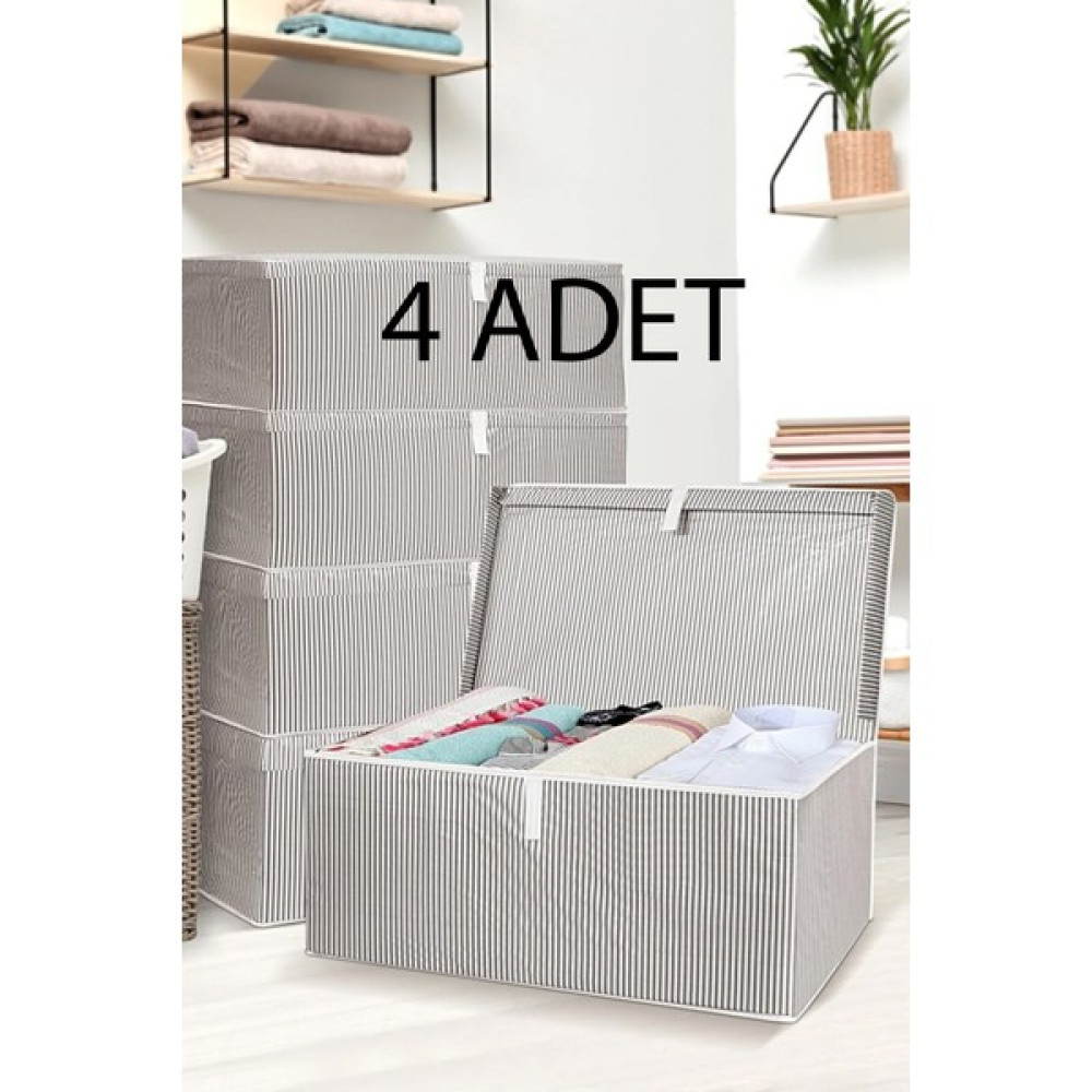 Nisahometeks 4 Adet Mega Kutu Hurç 60*40*30 cm - Gri - Tek Ebat Hurç Fiyatı