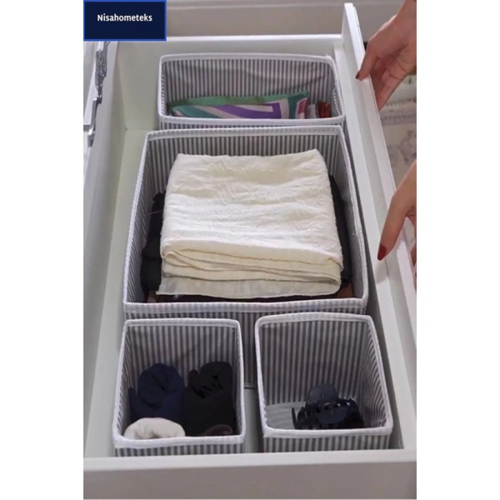 Nisahometeks 4'lü Çok Amaçlı Dolap Içi ve Çekmece Içi Düzenleyici - Beyaz - Gri -  29 x 29 x 14 cm Eşya Saklama / Düzenleme Fiyatı