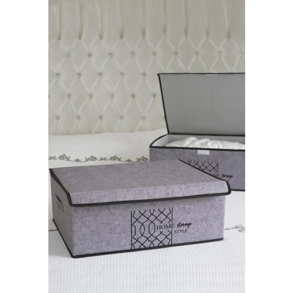 Nisahometeks Keçe Kapaklı Çok Amaçlı Baza Kutu 50*40*19 cm - Gri Hurç Fiyatı