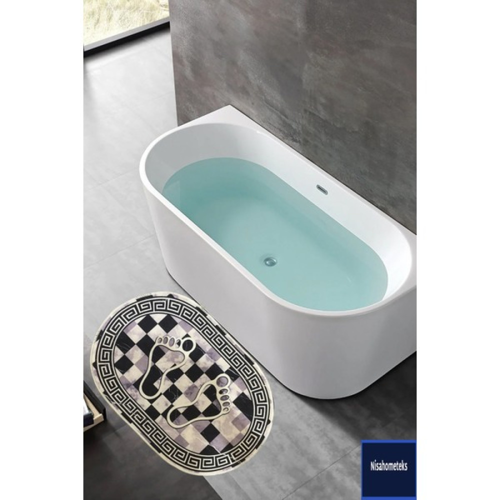 Nisahometeks Oval Banyo Ayak Paspası 40*60 cm - Gri Klozet Takımı Fiyatı