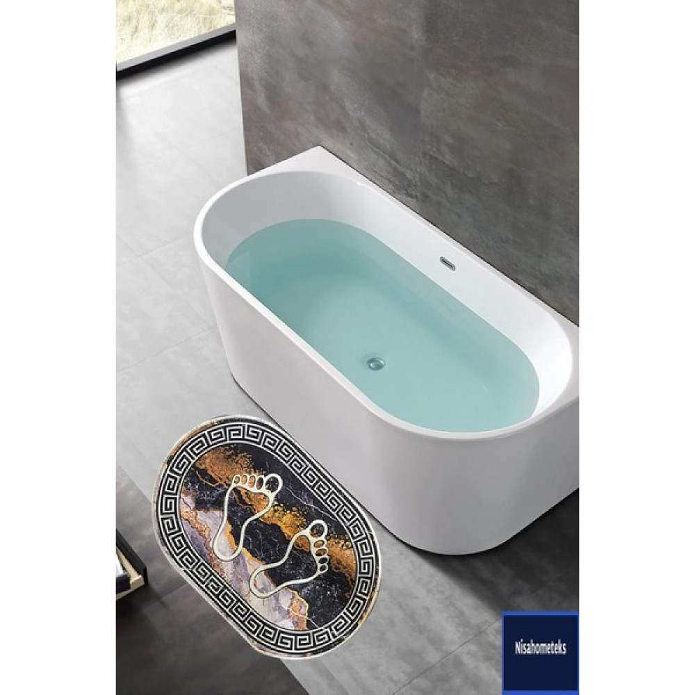 Nisahometeks Oval Banyo Ayak Paspası 40*60 cm - Kahve Klozet Takımı Fiyatı