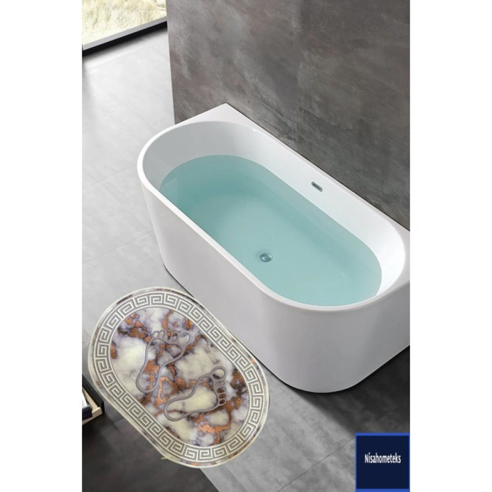 Nisahometeks Oval Banyo Ayak Paspası 40*60 cm - Lila Klozet Takımı Fiyatı