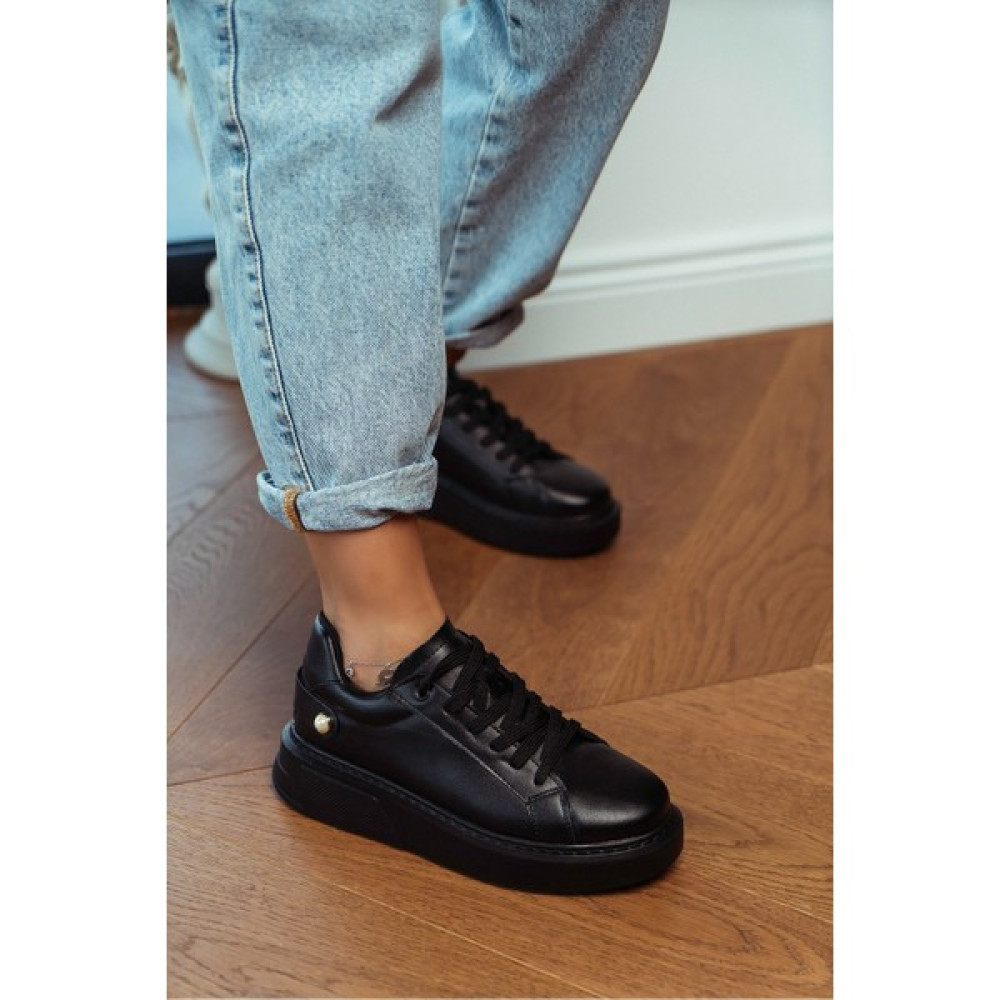 Nişantaşı Shoes Joy Siyah Mat Bağcıklı Kalın Taban Spor Ayakkabı Spor Ayakkabı Fiyatı