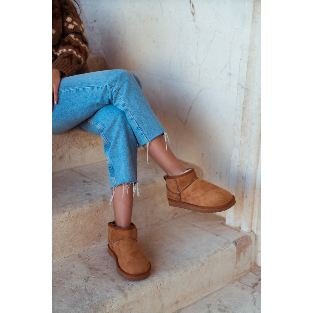 NİŞANTAŞI SHOES Mini Taba Süet Yarım Bot İçi Tüylü Düz Taban Kadın Ayakkabı 36 Beden Kadın Botları Fiyatı