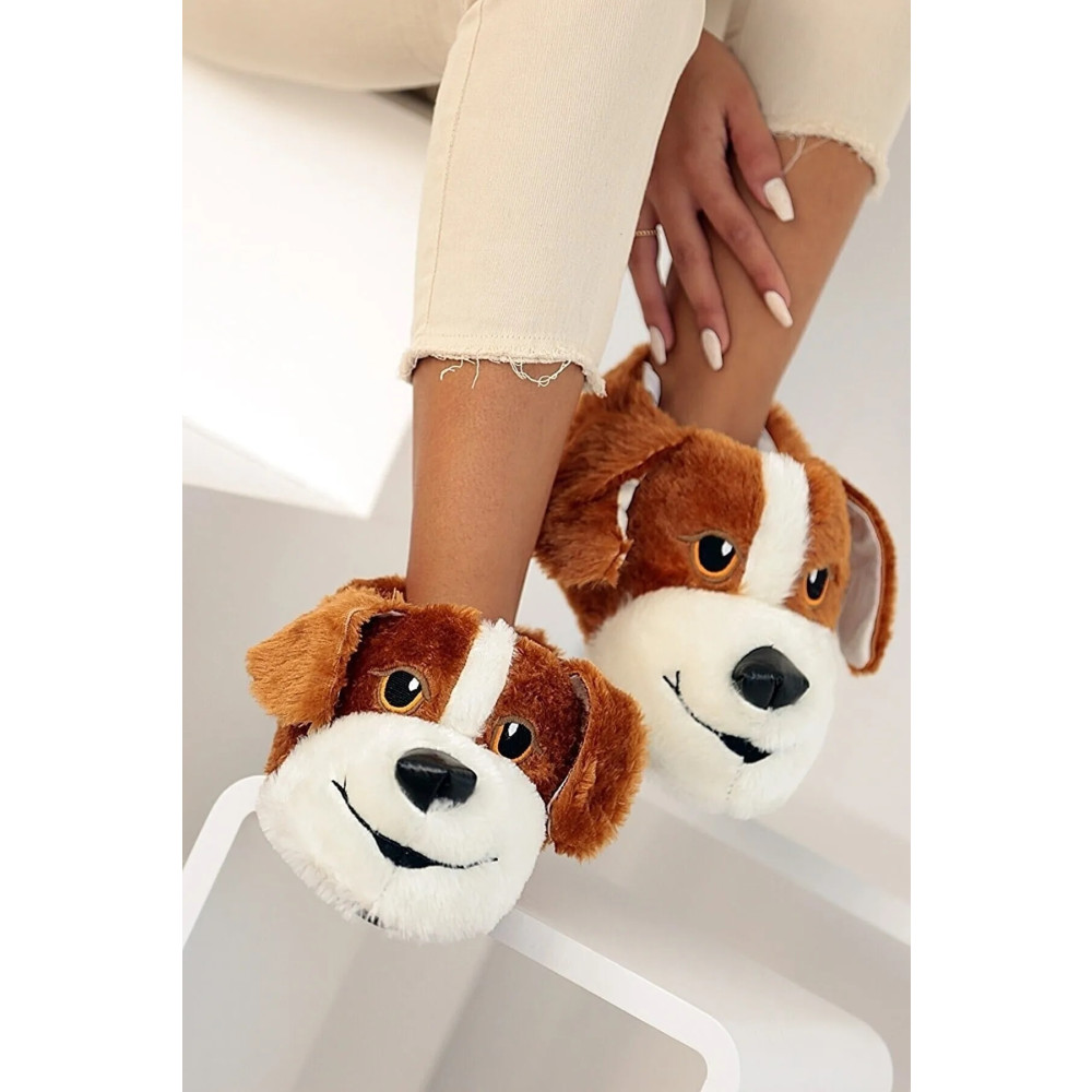 Nisanur Shoes Konfor Sevimli Köpek Figürlü Peluş Panduf Ünisex Hayvanlı Panduf 38-40 Beden Kadın Terlikleri ve Sandaletleri Fiyatı
