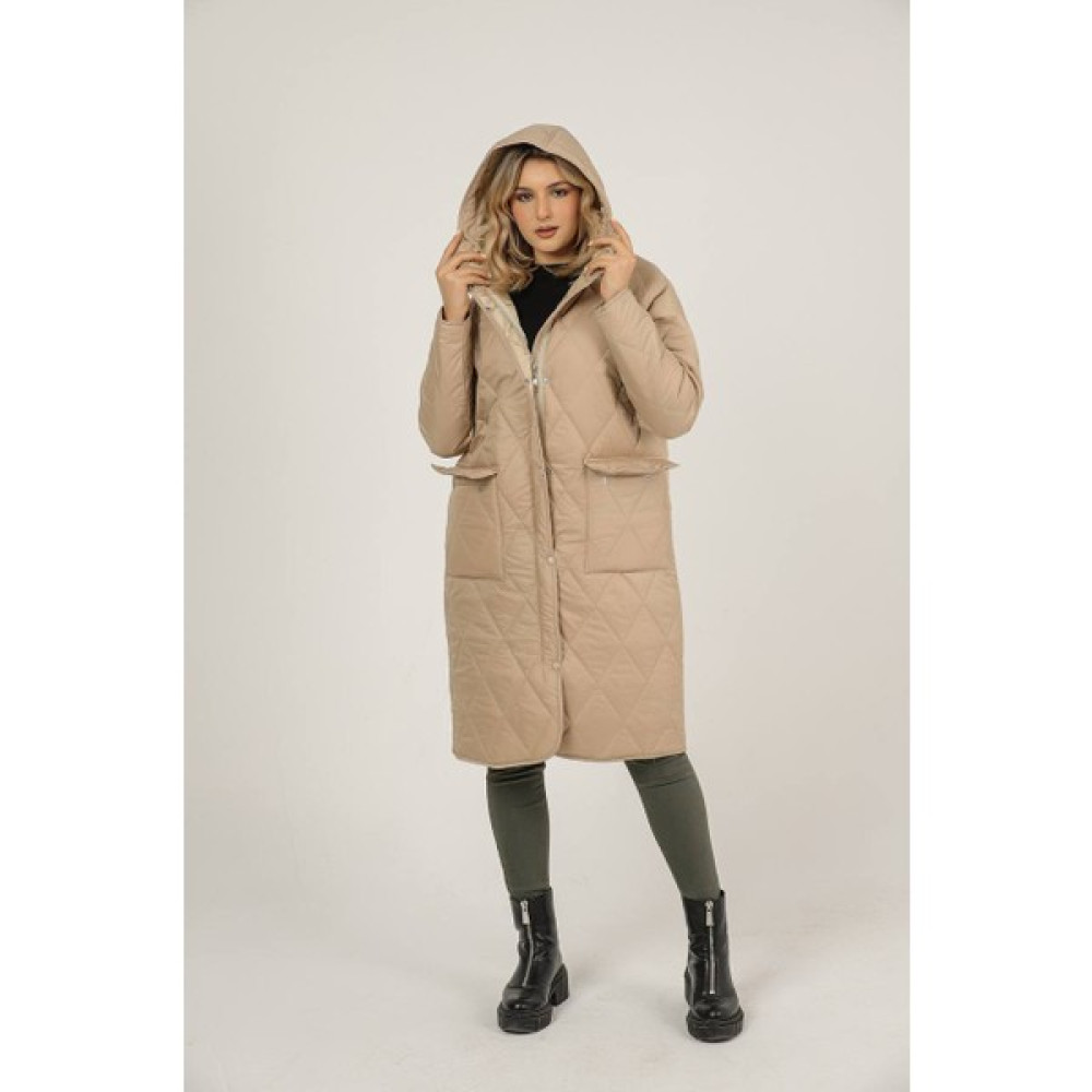 Nisay Boutique Bej Oversize Kapüşonlu Kapitone Mont Bayan Mont Fiyatı