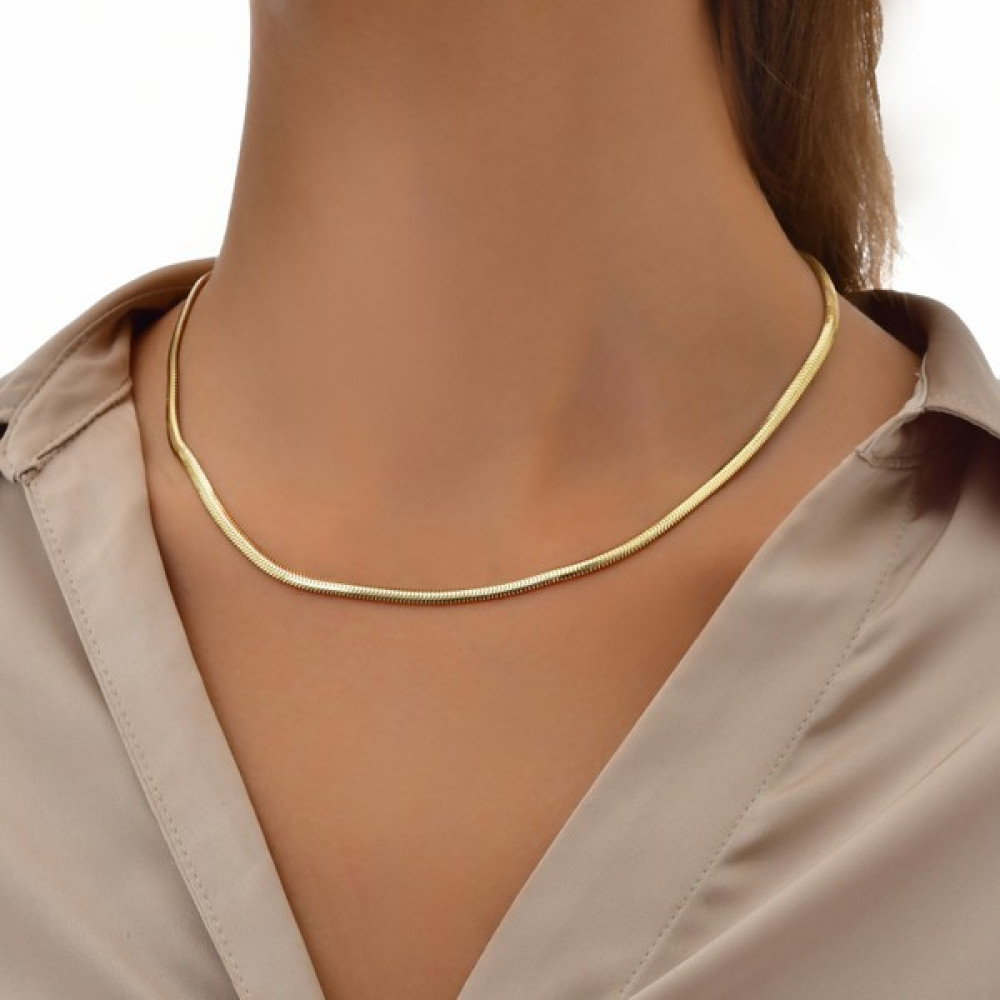 Nisera Jewellery Balık Sırtı Italyan Zincir Kolye - 45 CM Altın Kolye Fiyatı